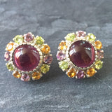 Statement Garnet Earrings - Garnet Flower Earrings - Red Victorian Earrings