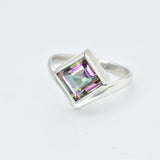 Gold Mystic Topaz Ring - Natural Mystic Topaz Ring, Princess Cut Ring