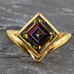 Mystic Topaz Ring, Natural Mystic Topaz, December Ring, Silver Square Ring, Topaz Ring, Purple Diamond Ring, Vintage Ring, Solid Silver Ring(1)
