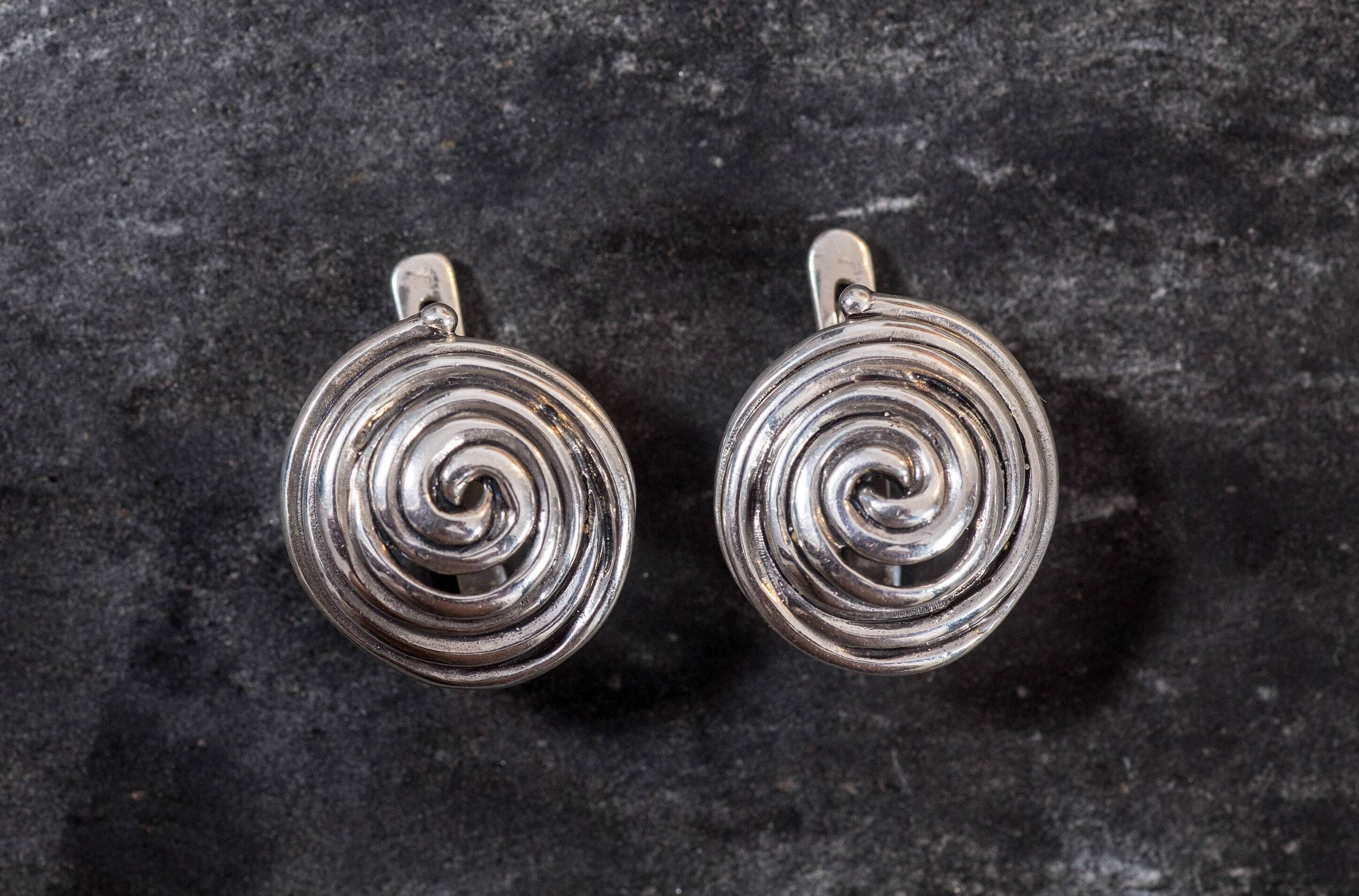 Swirl Earrings, Infinity Earrings, Spiral Earrings, Stud Earrings, Round Studs, Artistic Earrings, Statement Earrings, 925 Silver Earrings