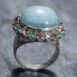 Aquamarine Ring, Natural Aquamarine, Emerald Ring, Ruby Ring, Large Aquamarine, March Birthstone Ring, May Birthstone Ring, July Birthstone