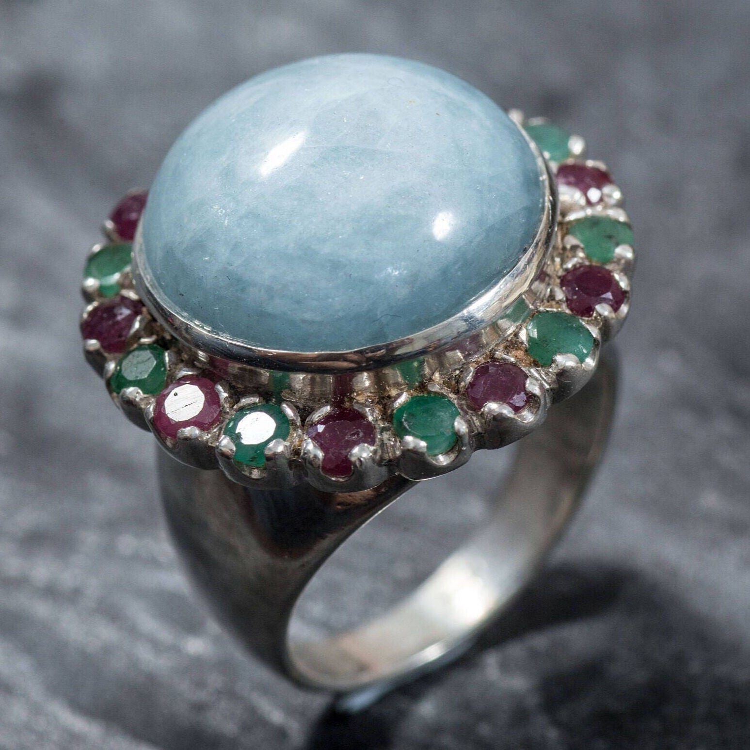 Aquamarine Ring, Natural Aquamarine, Emerald Ring, Ruby Ring, Large Aquamarine, March Birthstone Ring, May Birthstone Ring, July Birthstone