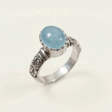 Boho Aquamarine Ring - Natural Aquamarine Ring - March Birthstone Ring