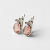 Pink Oval Earrings - Vintage Morganite Earrings - Pink Diamond Studs