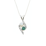 Gold Emerald Necklace - Vintage Opal Pendant - Two Stone Necklace