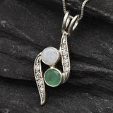 Opal Emerald Pendant, Natural Emerald, Natural Opal, Vintage Necklace, Two Stone Pendant, Bypass Pendant, Yin Yang Pendant, Sterling Silver