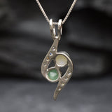 Opal Emerald Pendant, Natural Emerald, Natural Opal, Vintage Necklace, Two Stone Pendant, Bypass Pendant, Yin Yang Pendant, Sterling Silver