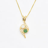 Emerald Bypass Necklace - Two Stone Pendant - Opal Vintage Necklace
