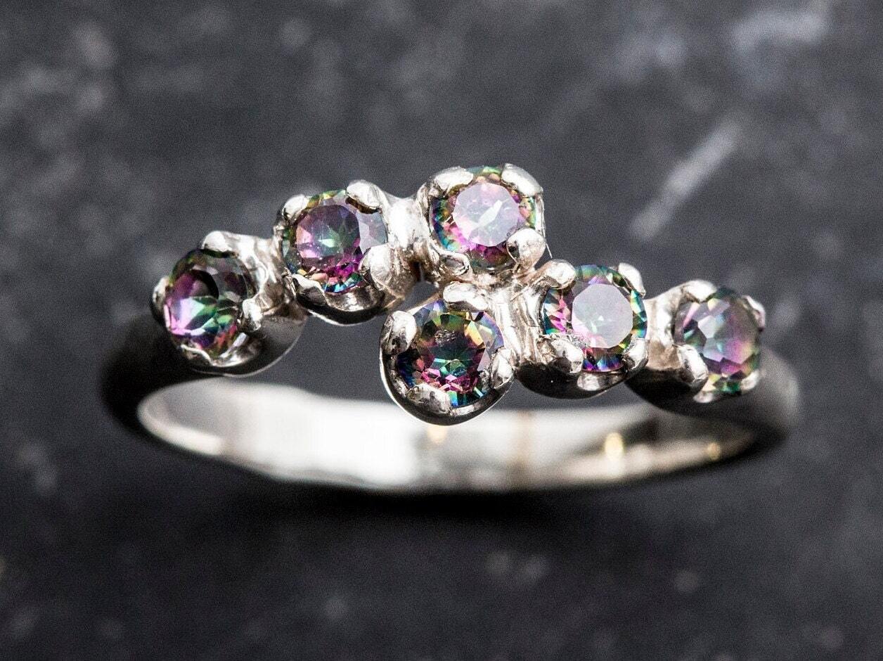 Genuine Topaz Ring, Mystic Topaz Ring, Natural Topaz Ring, December Birthstone, Dainty Ring, Vintage Rings, Solid Silver Ring, Mystic Topaz
