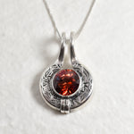 Created Ruby Pendant made in 925 Sterling Silver with Round Created Red Ruby in Bezel setting, July Birthstone gift idea, symbolizes nobility, purity, and passion, ideal for everyday wear and perfect for birthday gifting and special occasions.