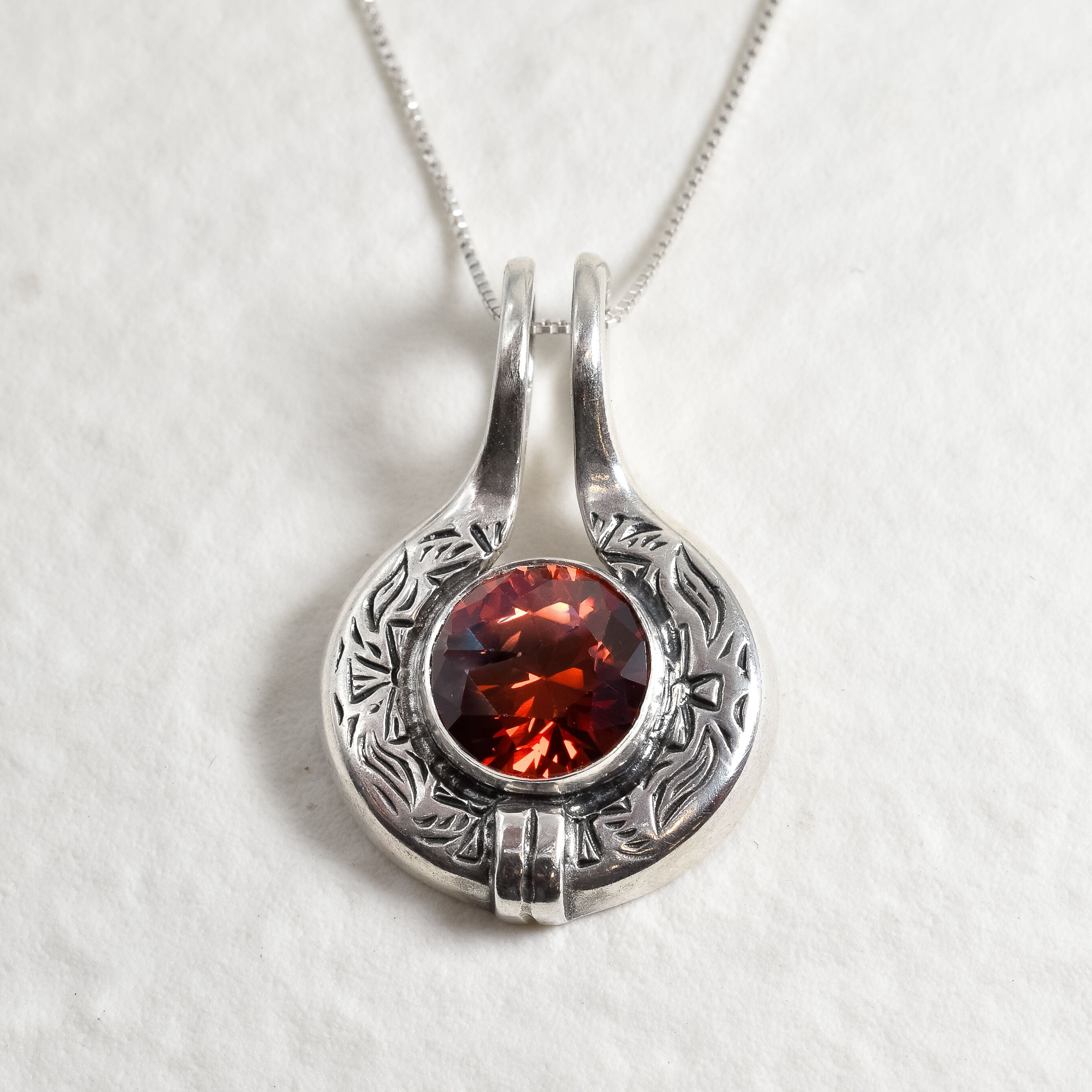 Created Ruby Pendant made in 925 Sterling Silver with Round Created Red Ruby in Bezel setting, July Birthstone gift idea, symbolizes nobility, purity, and passion, ideal for everyday wear and perfect for birthday gifting and special occasions.
