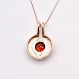 Chic Rose Gold Vermeil Pendant featuring a Created Red Ruby, representing nobility, perfect for meaningful gifts or everyday elegance.