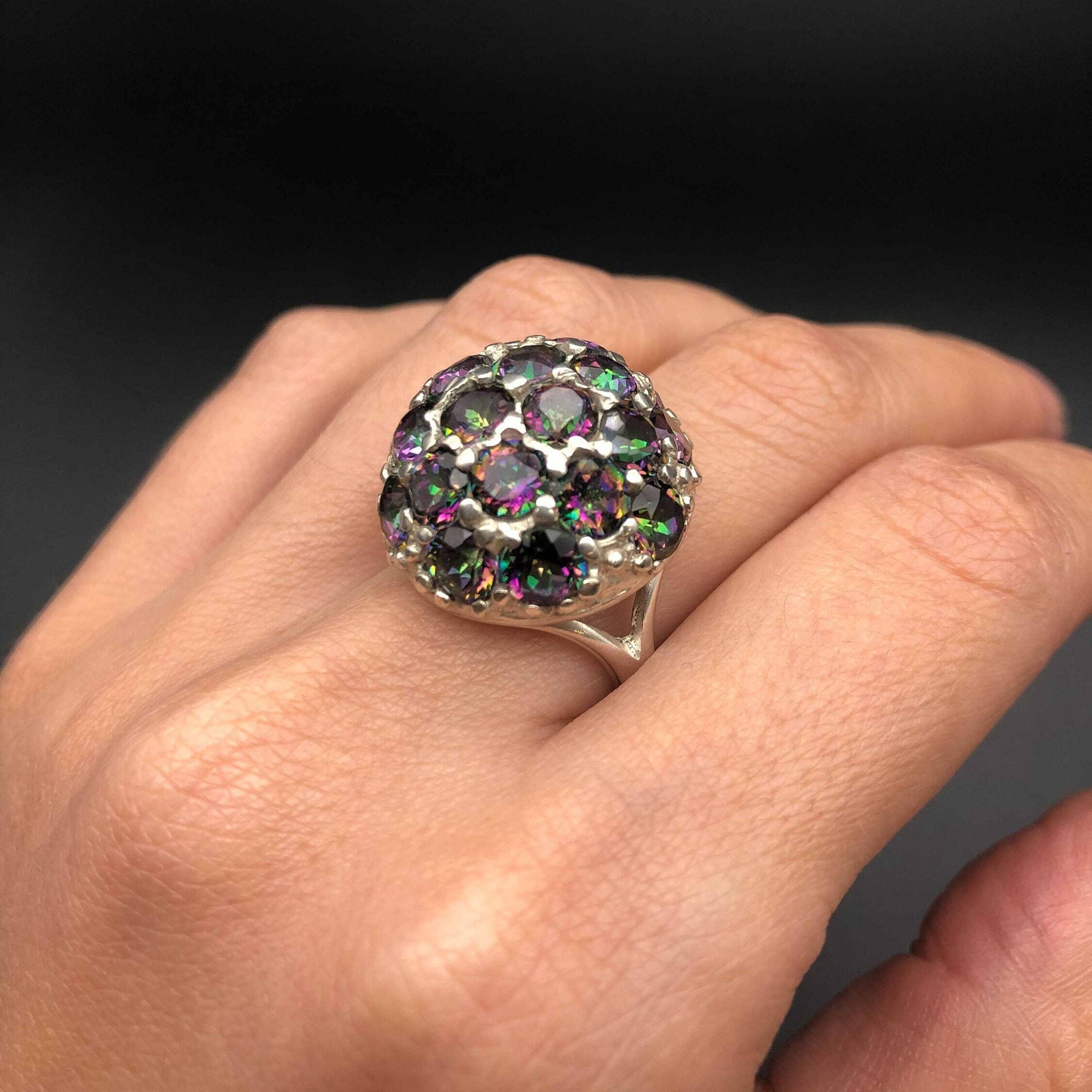 Statement Ring, Mystic Topaz Ring, December Birthstone, Natural Topaz, December Ring, Concept Ring, Solid Silver Ring, Pure Silver, Mystic