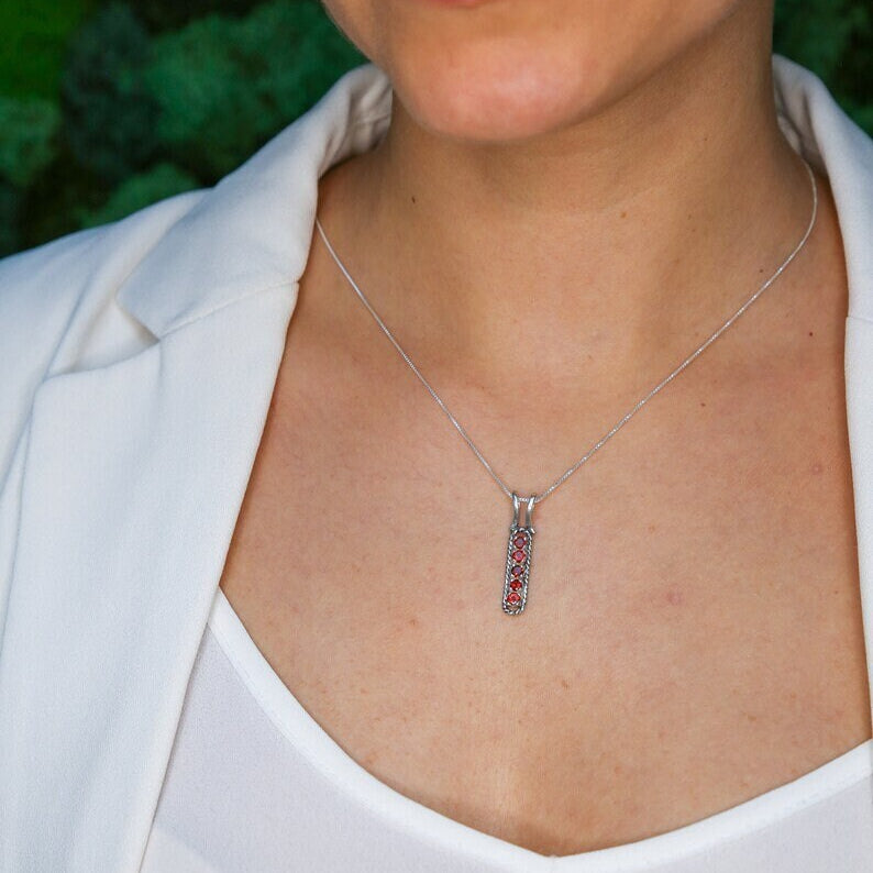 Amethyst Pendant, Vertical Bar Pendant, Natural Amethyst, February Birthstone, Vintage Necklace, Layering Necklace, Purple Pendant, Silver