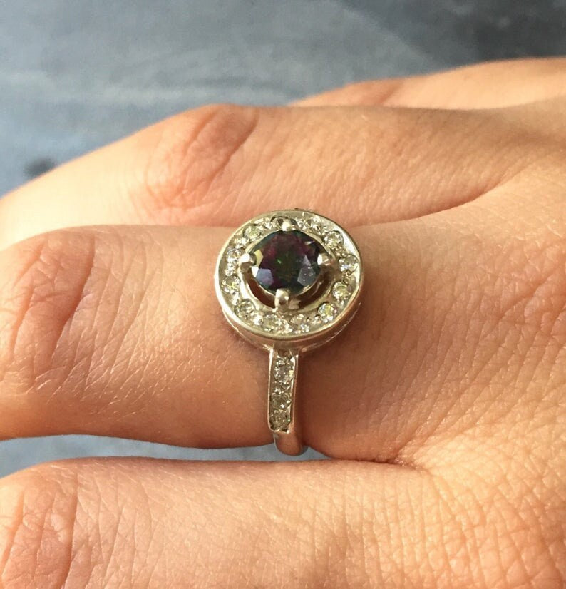 Topaz Promise Ring, Mystic Topaz Ring, Natural Topaz, Vintage Ring, Vintage Rings, December Birthstone, December Ring, Solid Silver Ring(1)