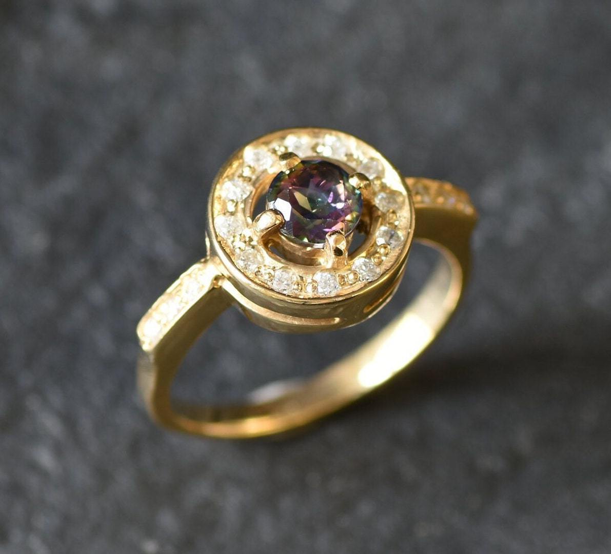 Topaz Promise Ring, Mystic Topaz Ring, Natural Topaz, Vintage Ring, Vintage Rings, December Birthstone, December Ring, Solid Silver Ring(1)