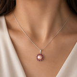 Flower Pearl Pendant - Genuine Beige Pearl - Victorian Floral Necklace