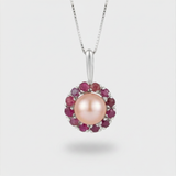 Gold Victorian Pendant - Natural Peach Pearl, June Birthstone Necklace