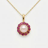 Flower Pearl Pendant - Genuine Beige Pearl - Victorian Floral Necklace