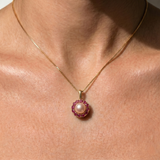 Gold Victorian Pendant - Natural Peach Pearl, June Birthstone Necklace