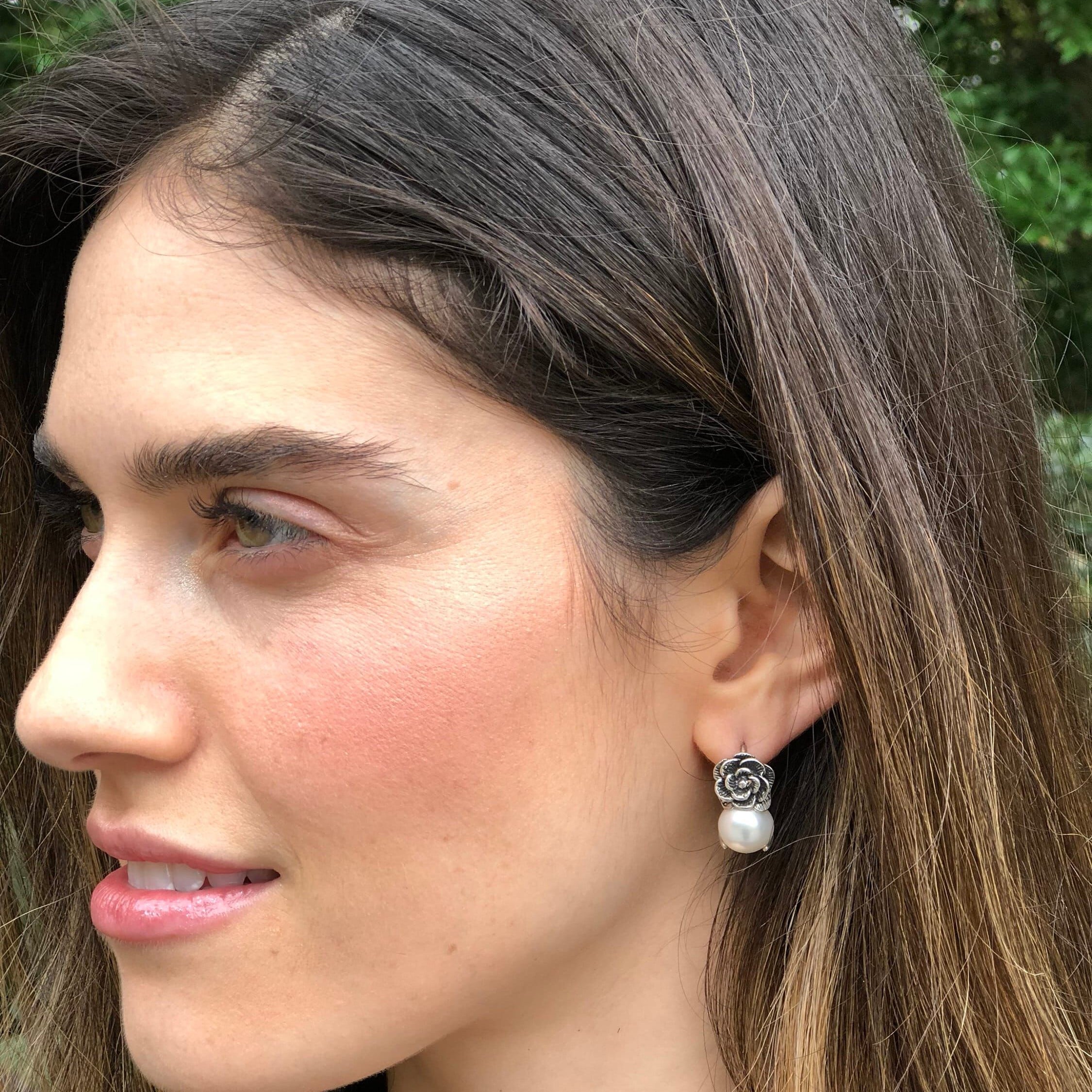 Flower Earrings, Amber Earrings, Silver Flower Earrings, Natural Amber, Vintage Amber Earrings, Genuine Amber, Solid Silver, Healing Stones