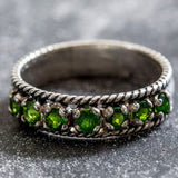 Half Eternity Band - Chrome Diopside Ring - Bright Green Ring