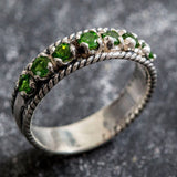 Half Eternity Band - Chrome Diopside Ring - Bright Green Ring