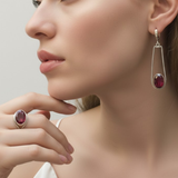 Stylish 925 sterling silver earrings featuring oval created red ruby, a symbol of passion, perfect for special occasions.
