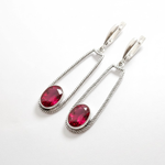 Elegant created ruby earrings in sterling silver, ideal for daily wear and a thoughtful gift for July birthdays.