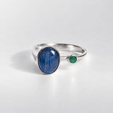 Kyanite Ring - Two Stone Ring - Blue Statement Ring