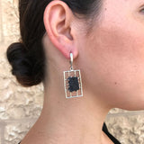 Black Agate Earrings, Natural Black Agate, Vintage Earrings, Raw Earrings, Statement Earrings, Black Earrings, Silver Earrings, Black Agate