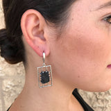 Black Agate Earrings, Natural Black Agate, Vintage Earrings, Raw Earrings, Statement Earrings, Black Earrings, Silver Earrings, Black Agate