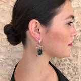 Black Agate Earrings, Natural Black Agate, Vintage Earrings, Raw Earrings, Statement Earrings, Black Earrings, Silver Earrings, Black Agate