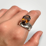 Smoky Topaz Ring - Teardrop Statement Ring - Topaz Vintage Ring