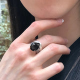 Smoky Topaz Ring - Teardrop Statement Ring - Topaz Vintage Ring