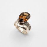 Smoky Topaz Ring - Teardrop Statement Ring - Topaz Vintage Ring