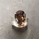 Smoky Topaz Ring - Teardrop Statement Ring - Topaz Vintage Ring