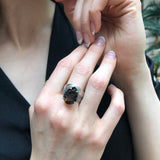 Smoky Topaz Ring - Teardrop Statement Ring - Topaz Vintage Ring