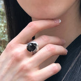 Smoky Topaz Ring - Teardrop Statement Ring - Topaz Vintage Ring