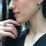 Created Emerald Earrings made in 925 Sterling Silver with Oval Created Green Emerald in Bezel setting, May Birthstone gift idea, symbolizes, ideal for everyday wear and perfect for birthday gifting and special occasions.