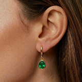 Gold Emerald Earrings - Green Dangling Earrings, Long Emerald Earrings