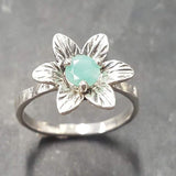 Emerald Flower Ring - Natural Emerald Ring - Green Vintage Ring