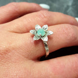 Emerald Flower Ring - Natural Emerald Ring - Green Vintage Ring