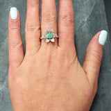 Emerald Flower Ring - Natural Emerald Ring - Green Vintage Ring