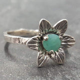 Emerald Flower Ring - Natural Emerald Ring - Green Vintage Ring