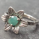 Emerald Flower Ring - Natural Emerald Ring - Green Vintage Ring