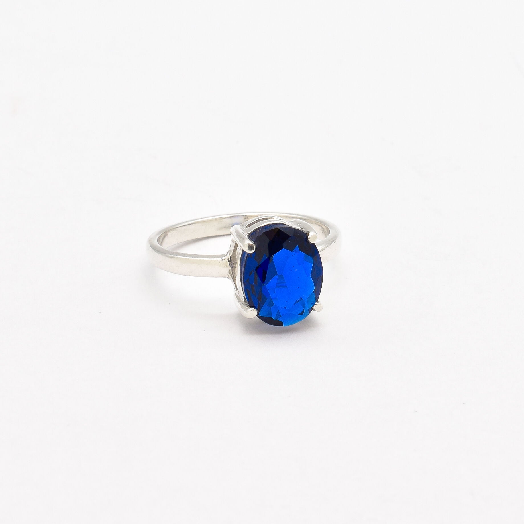 Blue Sapphire Ring, Sapphire Ring, Created Sapphire, Solitaire Ring, Blue Diamond Ring, Vintage Ring, Solid Silver Ring, Blue Solitaire Ring