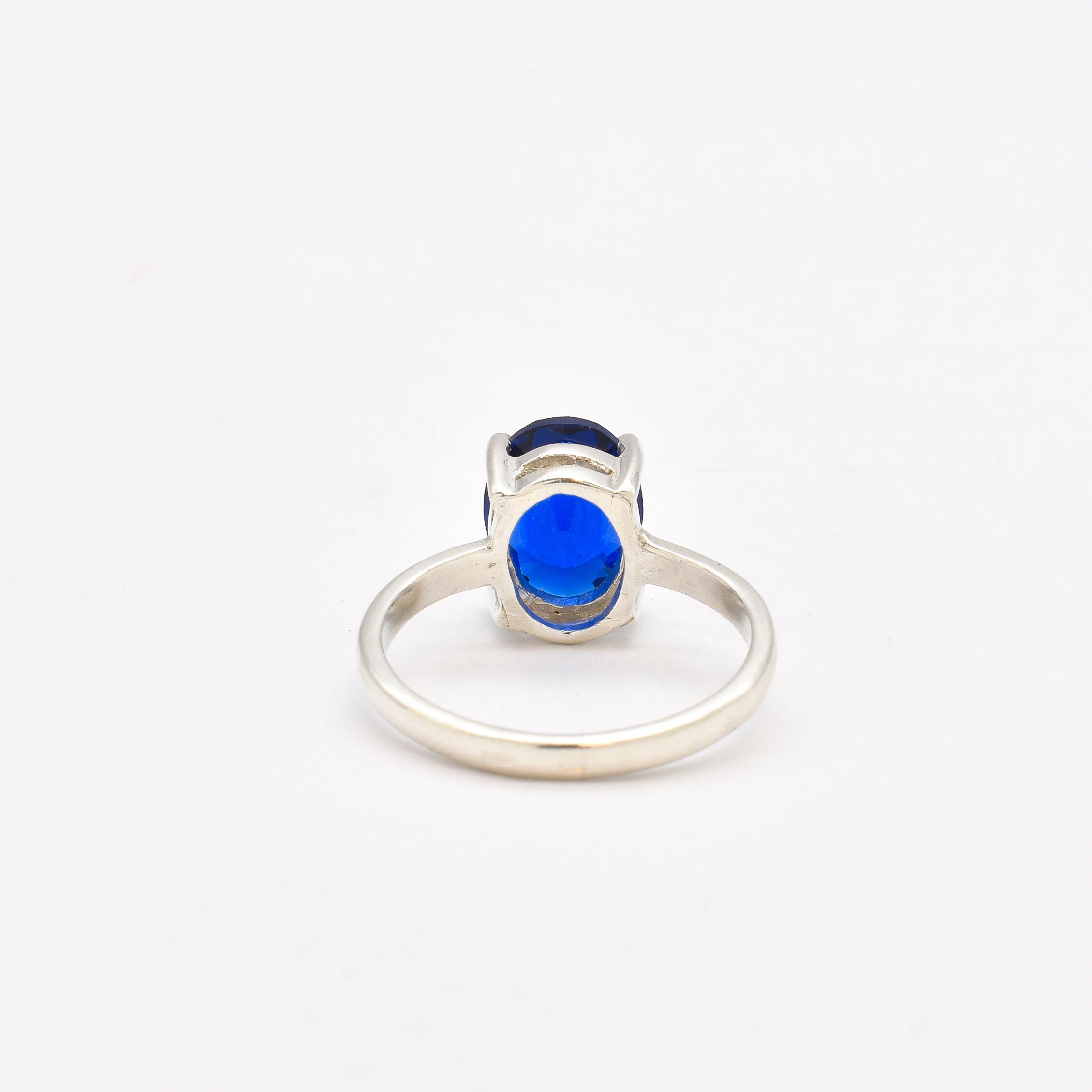 Blue Sapphire Ring, Sapphire Ring, Created Sapphire, Solitaire Ring, Blue Diamond Ring, Vintage Ring, Solid Silver Ring, Blue Solitaire Ring