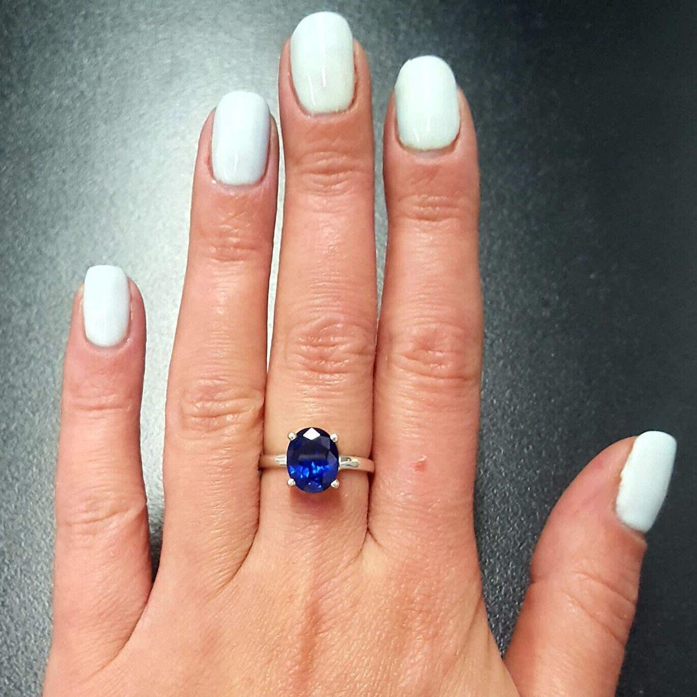 Blue Sapphire Ring, Sapphire Ring, Created Sapphire, Solitaire Ring, Blue Diamond Ring, Vintage Ring, Solid Silver Ring, Blue Solitaire Ring