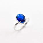 Created Sapphire Ring made in 925 Sterling Silver with Baguette Created Blue Sapphire in Prong setting, September Birthstone gift idea, symbolizes sincerity, truth, and faithfulness, ideal for everyday wear and perfect for birthday gifting and special occasions.